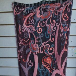 Black Pashmina with Multi colored Flowers Gorgeous